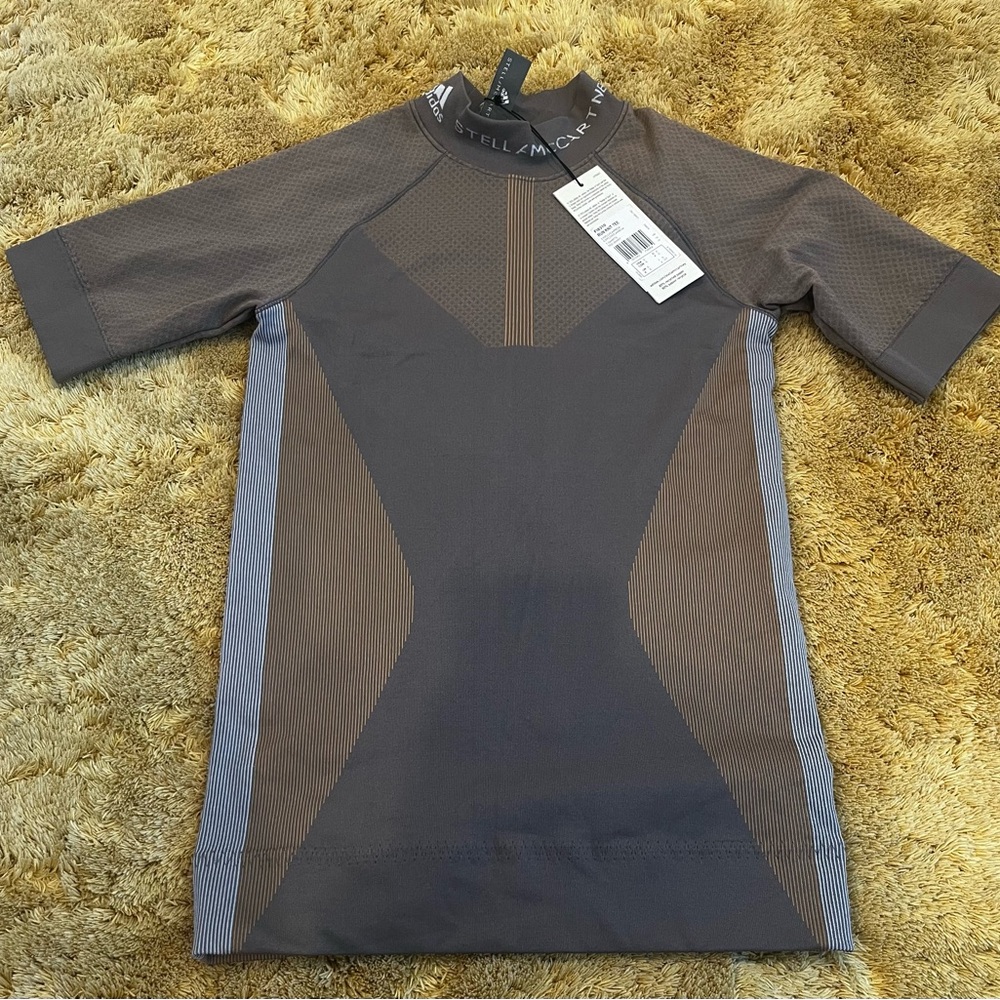 Adidas Stella McCartney Women's Dark Gray Short Sleeve Run Knit Tee
